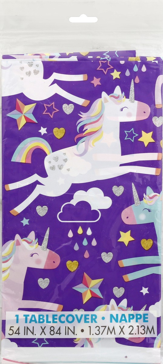 slide 3 of 6, Unique Industries Tablecover, Plastic, Unicorn, 54 in x 84 in