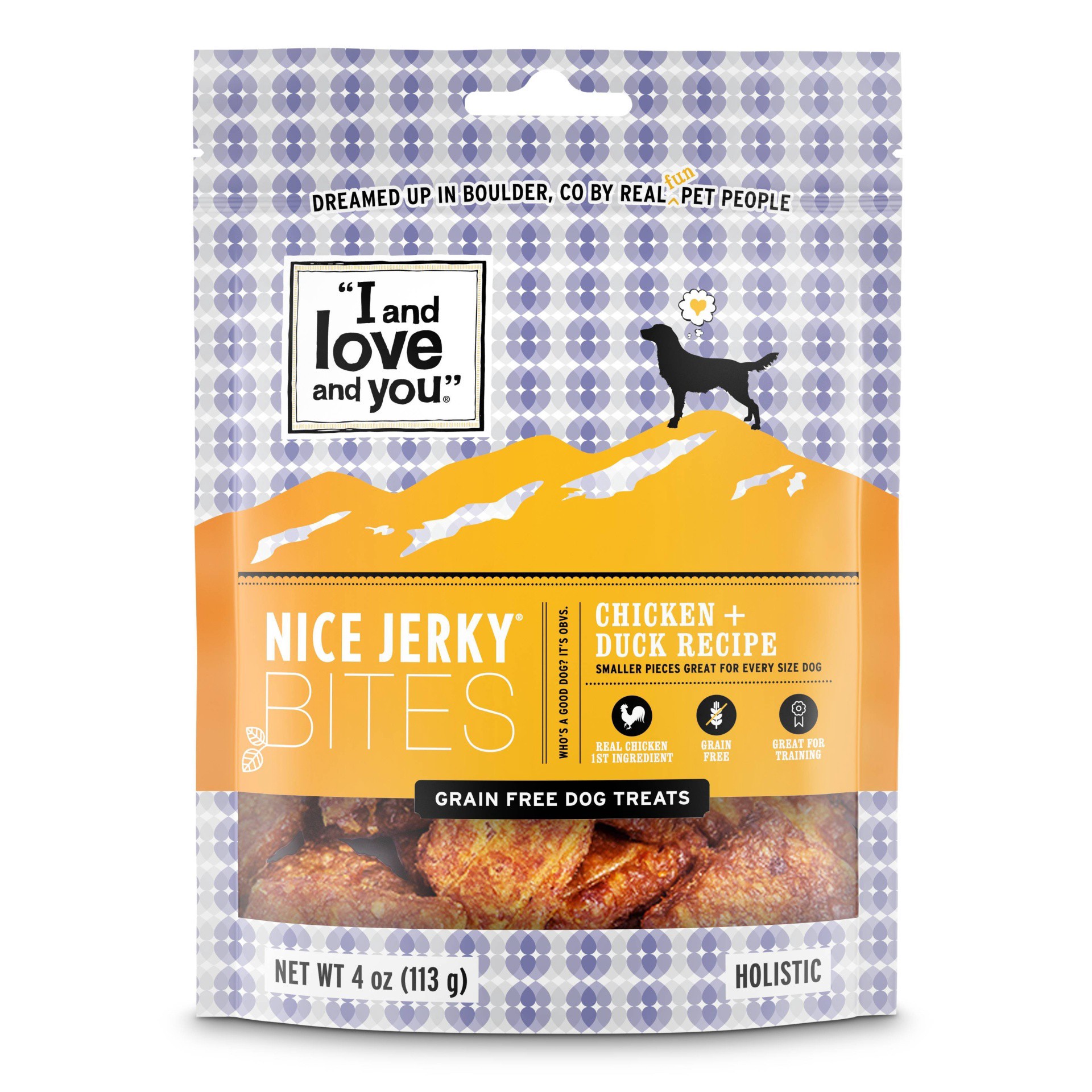 slide 1 of 4, I and Love and You Nice Jerky Bites Chicken And Duck, 4 oz