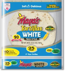 Maya's Taco Style White 8 Inch Flour Tortillas, 25 ct