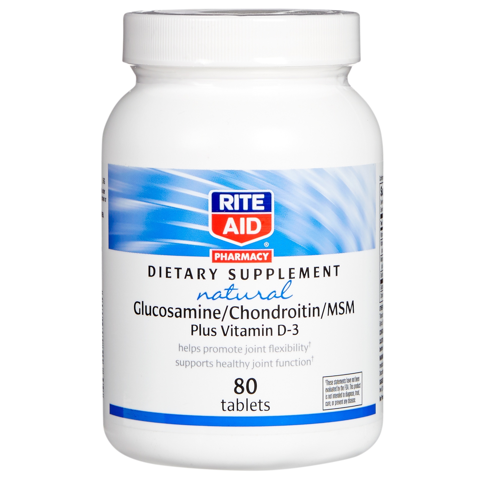 slide 1 of 1, Rite Aid Glucosamine/Chondroitin/MSM Plus Vitamin D-3 Tablets, 80 ct