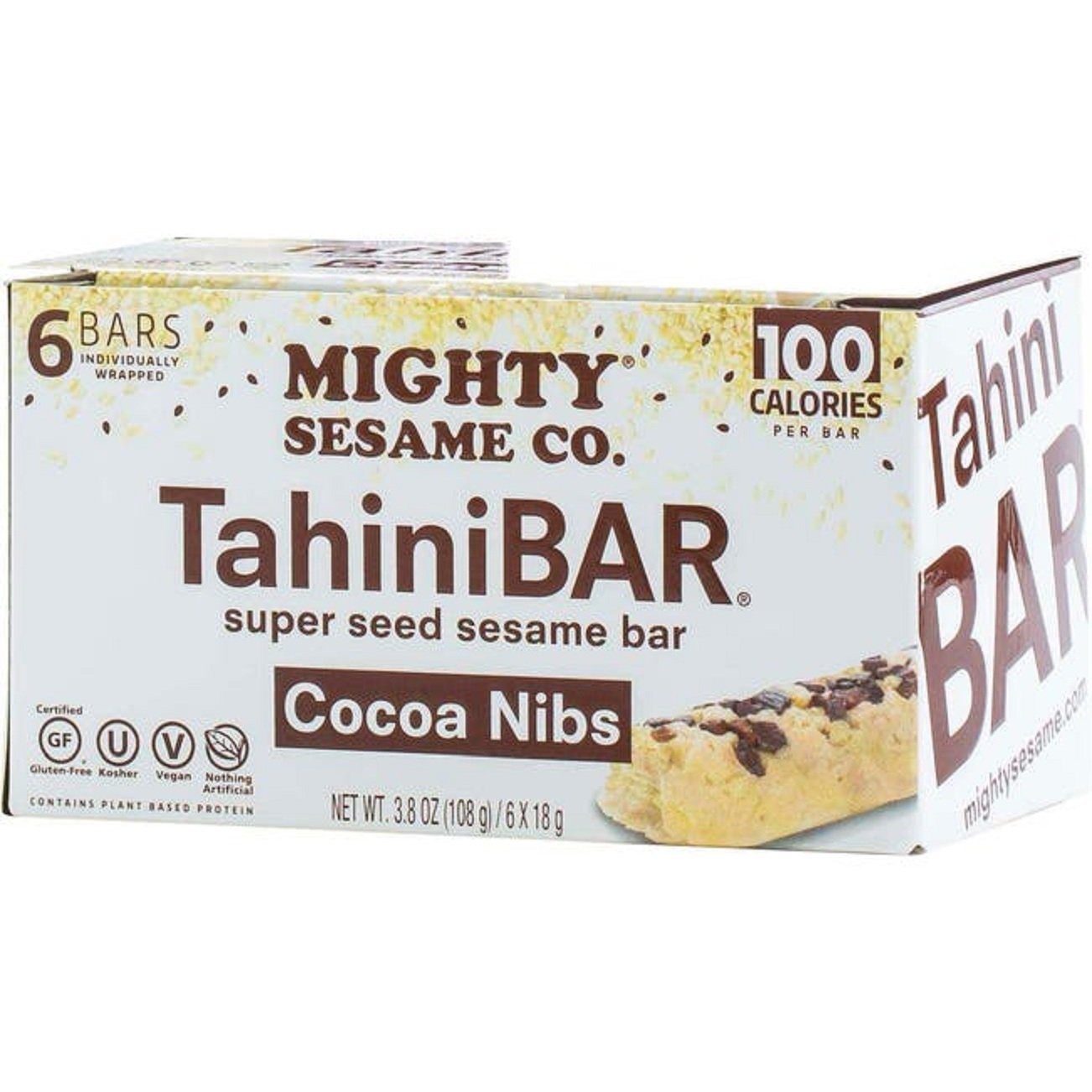 slide 1 of 1, Mighty Sesame Co. Tahini Bars Cocoa Nibs Bars, 3.8 oz