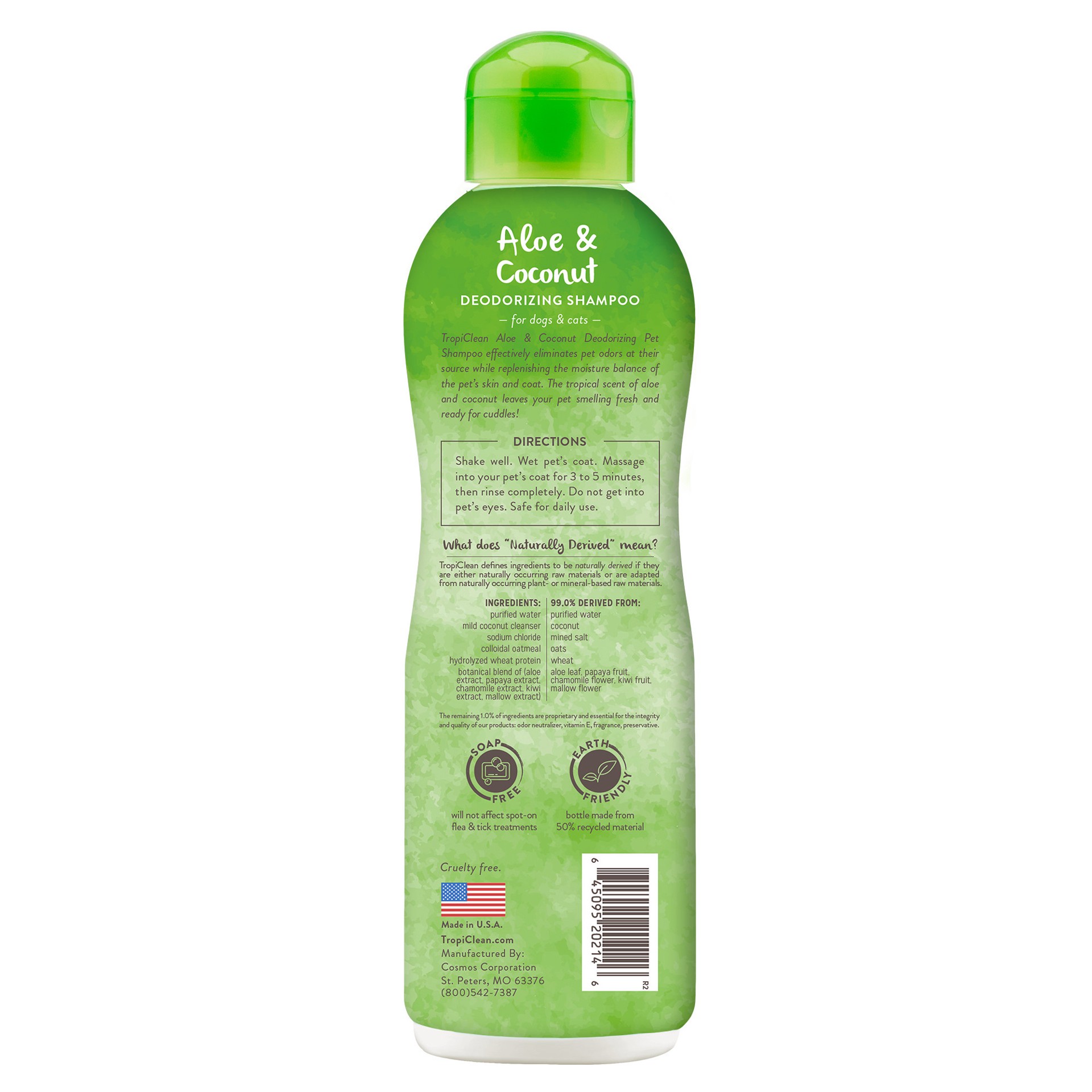 slide 3 of 10, TropiClean Aloe & Coconut Deodorizing Shampoo for Pets, 20oz, 20 fl oz