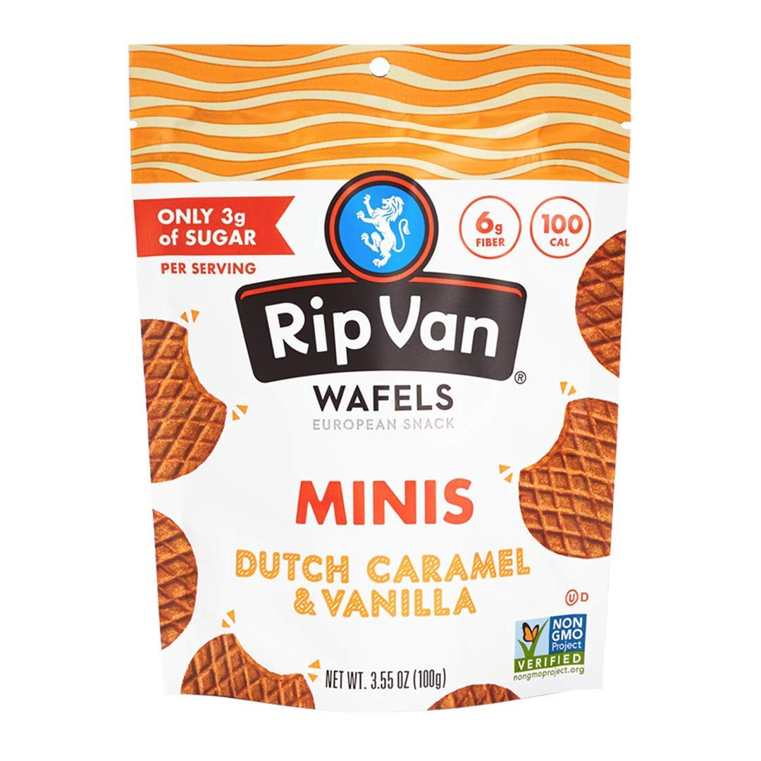 slide 1 of 5, Rip Van Wafel Mini Cookies Snack Pouch Dutch Caramel And Vannilla, 3.55 oz