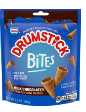 slide 1 of 1, Drumstick Bites Milk Chocolatey Waffle Cone Snacks, Chocolate Dessert, Pantry Snacks, 3.5 oz