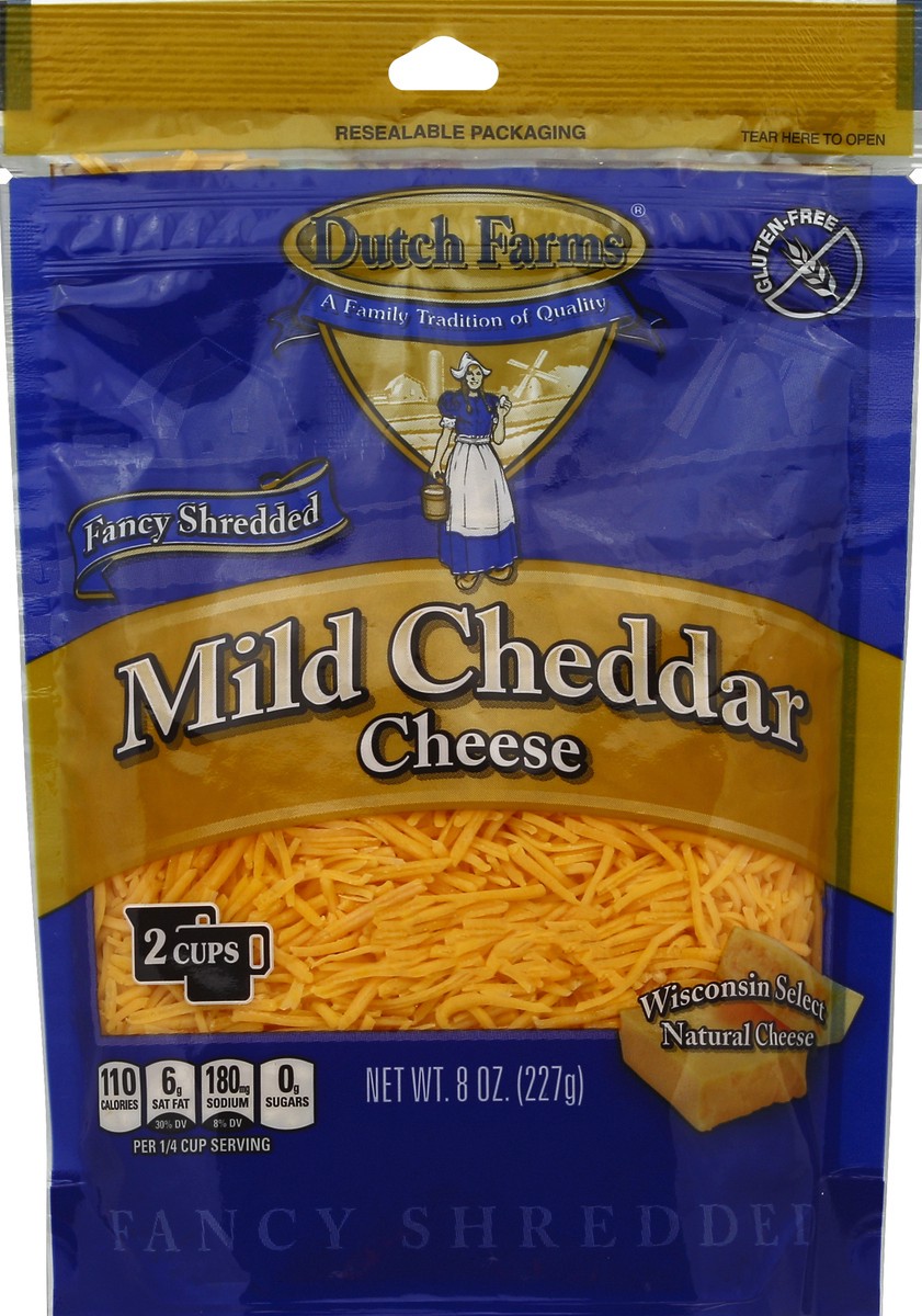 slide 3 of 3, Dutch Farms Fancy Shredded Mild Cheddar Cheese, 8 oz