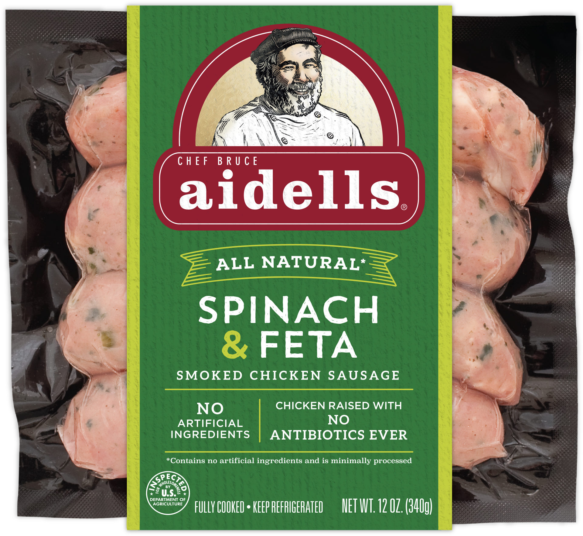 slide 1 of 4, Aidells Spinach & Feta Sausage, 12 oz