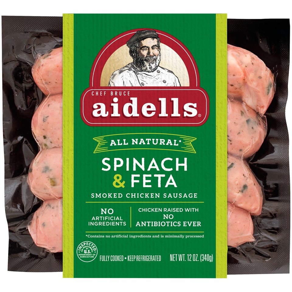 slide 1 of 4, Aidells Spinach & Feta Sausage, 12 oz