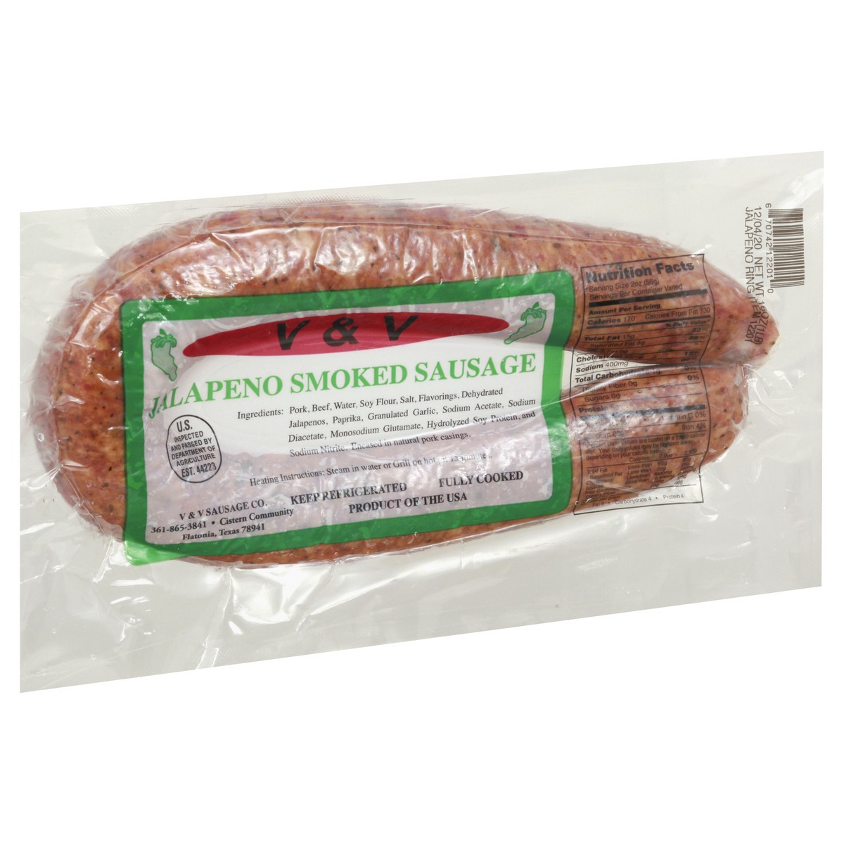 slide 2 of 9, VV Supremo Jalapeno Smoked Sausage 16 oz, per lb