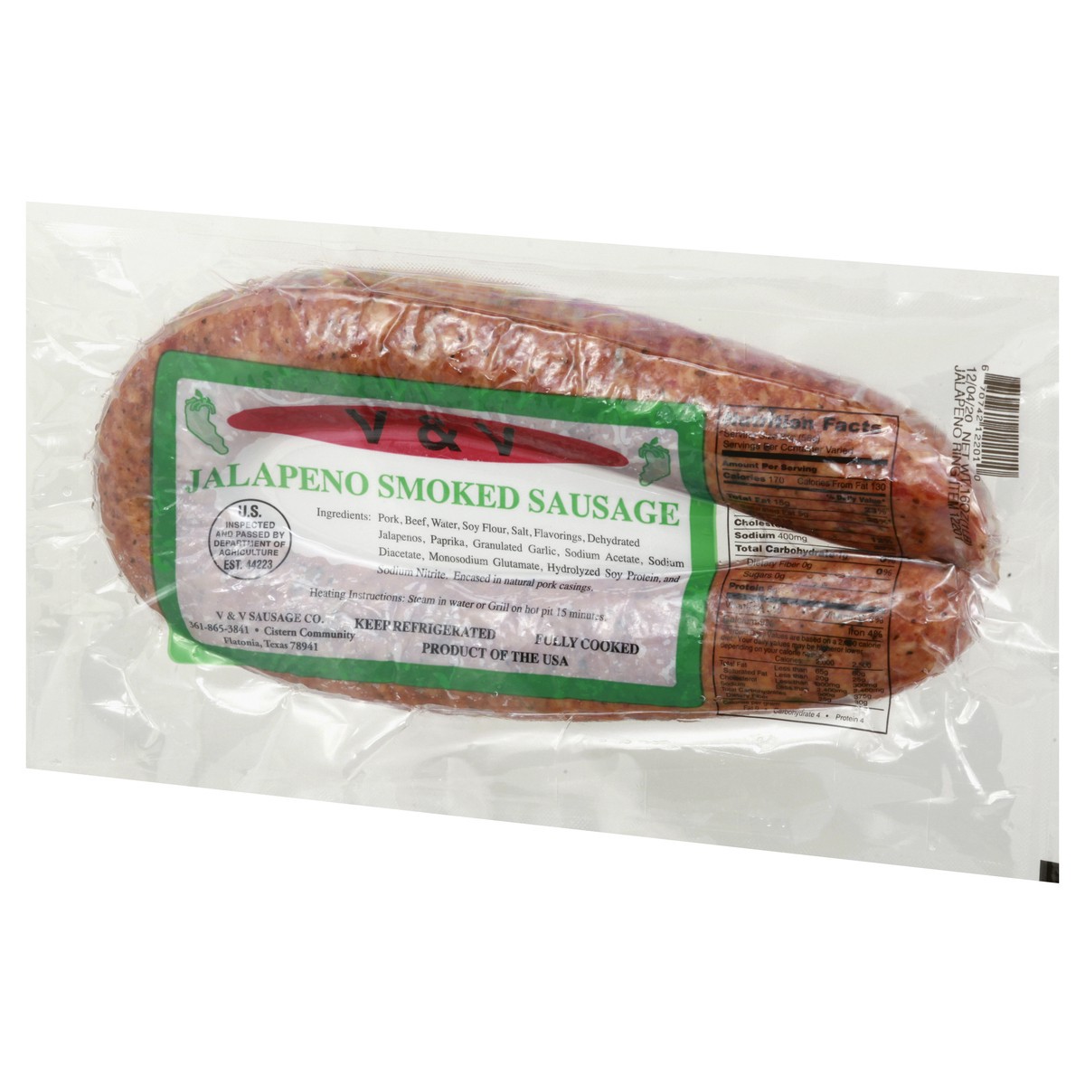 slide 3 of 9, VV Supremo Jalapeno Smoked Sausage 16 oz, per lb