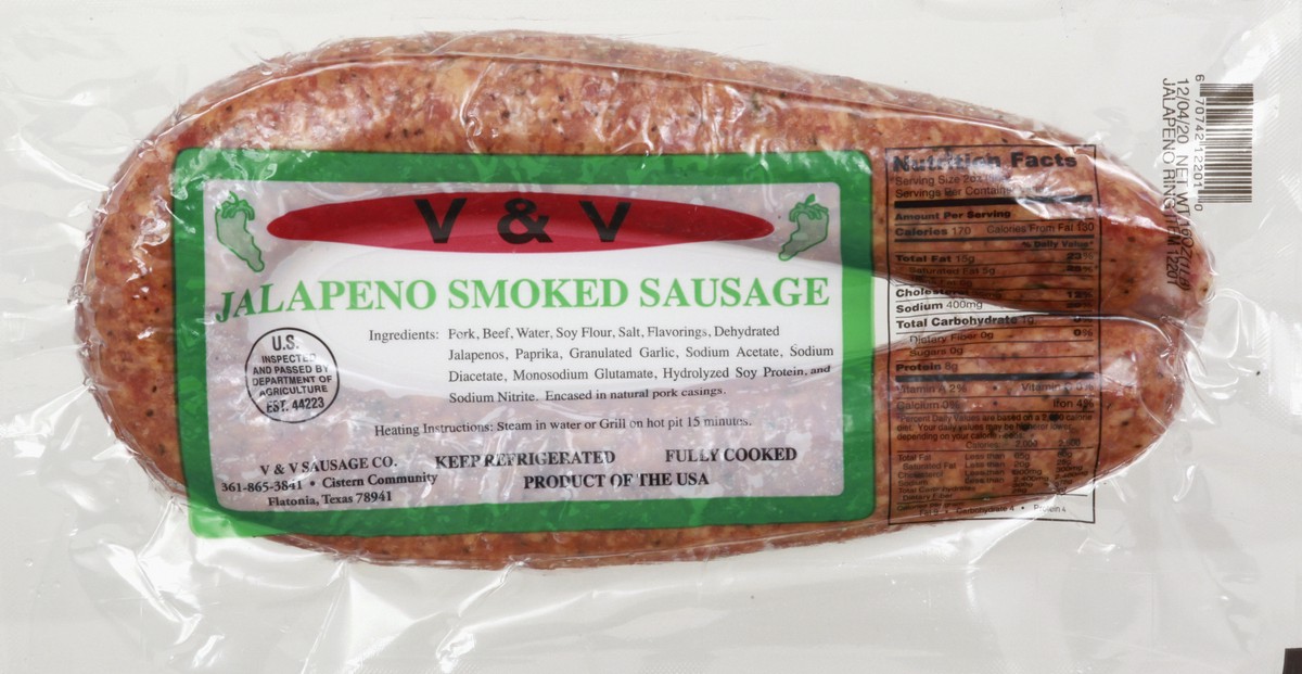 slide 6 of 9, VV Supremo Jalapeno Smoked Sausage 16 oz, per lb