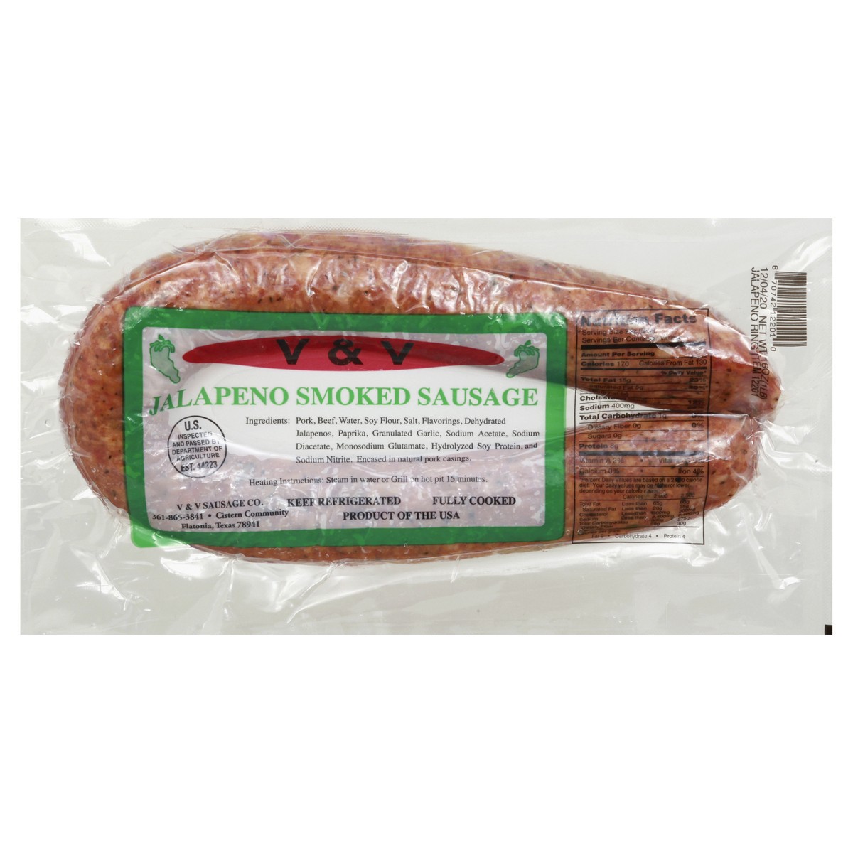 slide 1 of 9, VV Supremo Jalapeno Smoked Sausage 16 oz, per lb