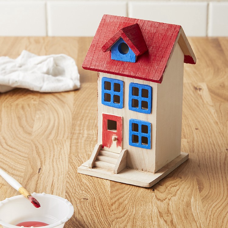 slide 3 of 6, 7.5" Unfinished Wood Townhouse Birdhouse By Make Market, 4.1 in x 4.5 in x 7.4 in