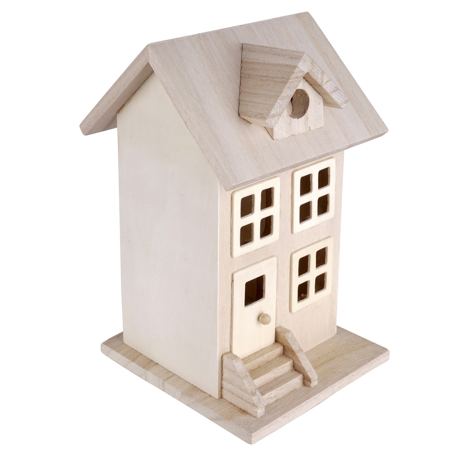 slide 2 of 6, 7.5" Unfinished Wood Townhouse Birdhouse By Make Market, 4.1 in x 4.5 in x 7.4 in