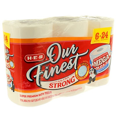 slide 1 of 1, H-E-B Our Finest Ultra Strong Mega Roll Bath Tissue, 6 ct