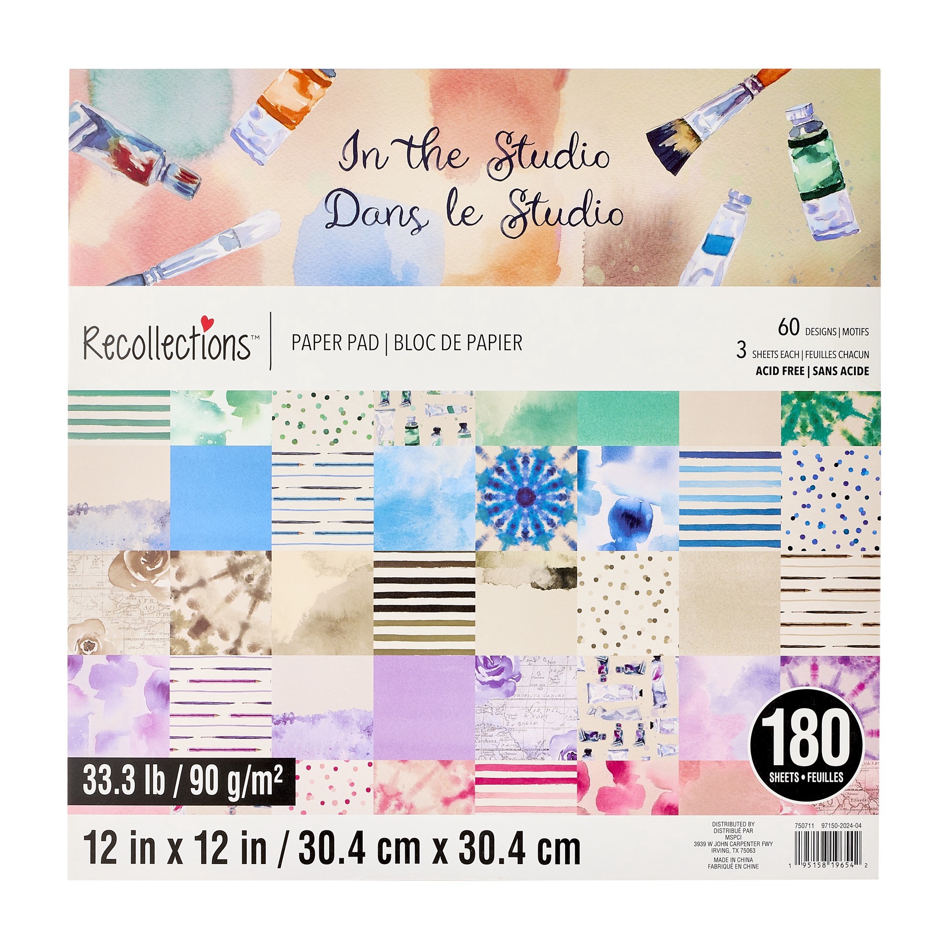 slide 3 of 5, 12" X 12" In The Studio Paper Pad By Recollections, 180 Sheets, 12 in x 12 in