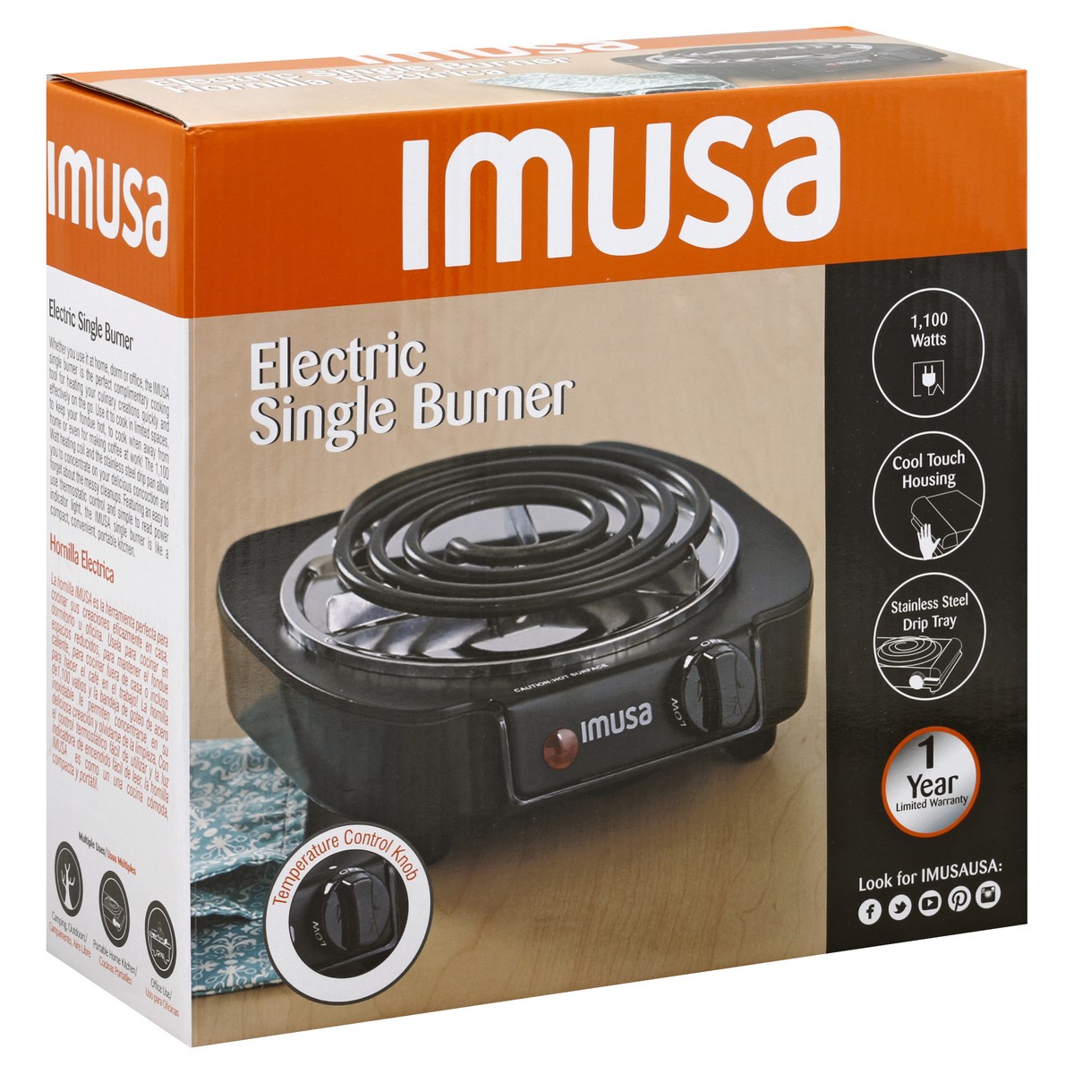 slide 2 of 5, IMUSA Electric Burner Single, 1 ct