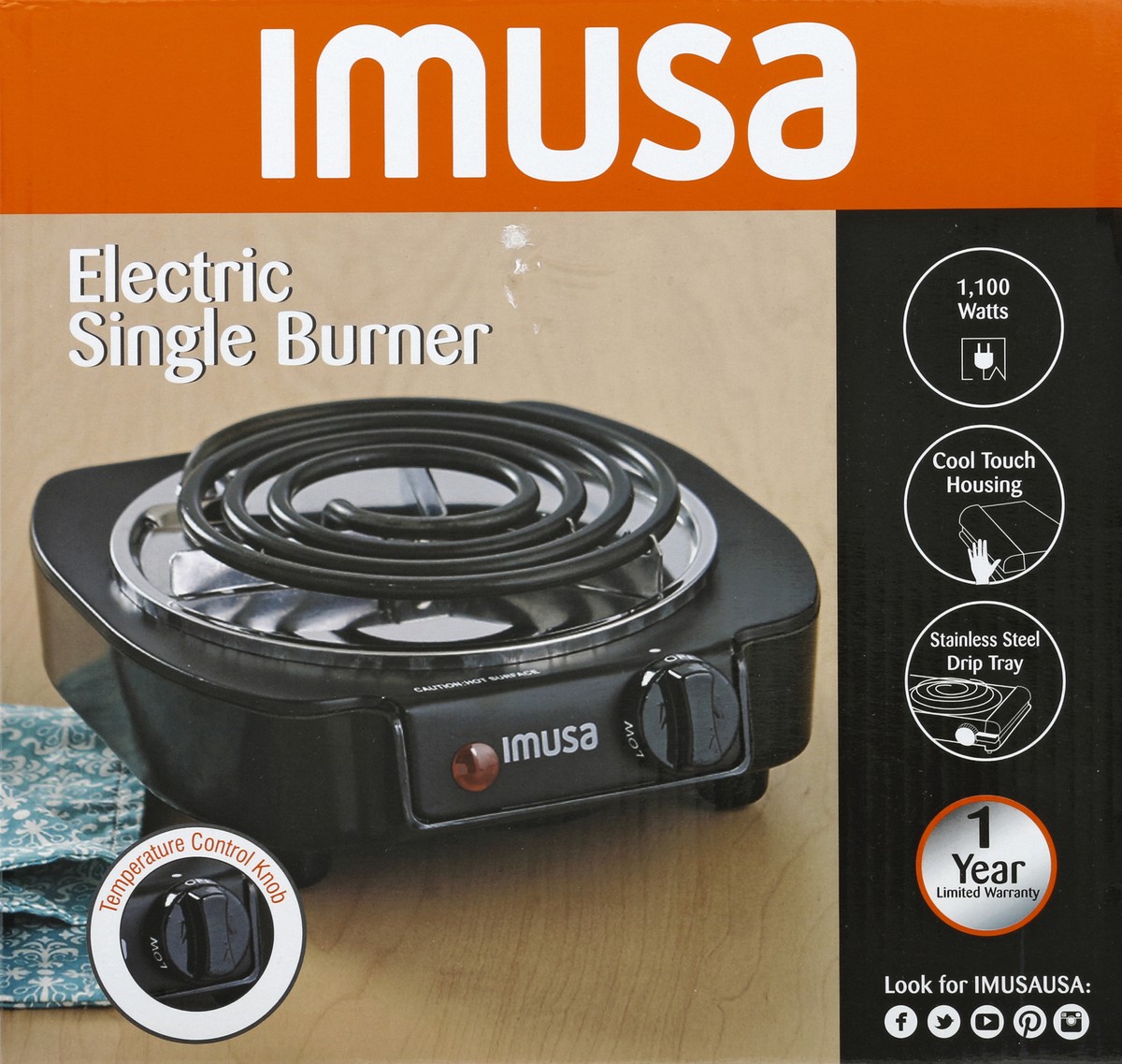 slide 1 of 5, IMUSA Electric Burner Single, 1 ct