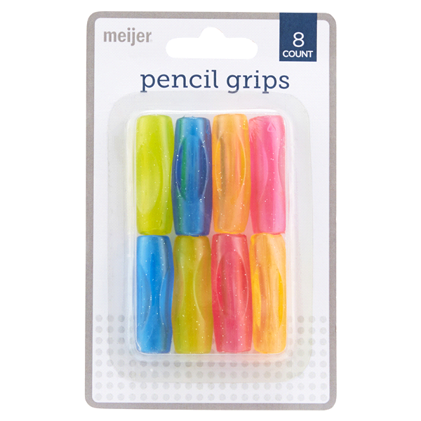 slide 1 of 1, Meijer Gel Glitter Pencil Grips, 8 ct