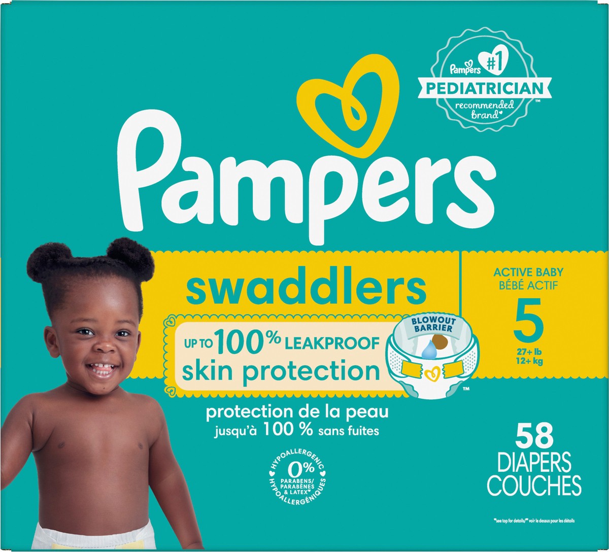 slide 8 of 8, Pampers Swaddlers Active Baby Diapers, Size 5, 58 Count, 58 ct