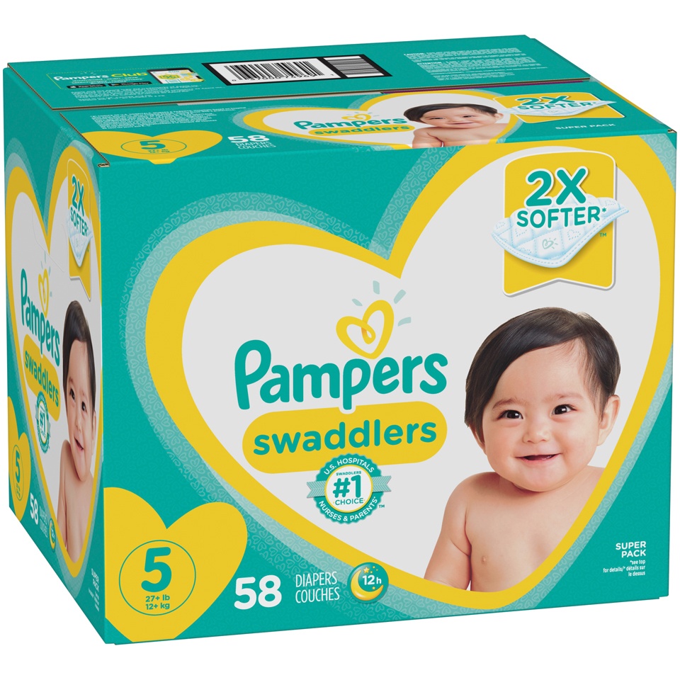 slide 2 of 3, Pampers Swaddlers Size 5 Diapers, 58 ct
