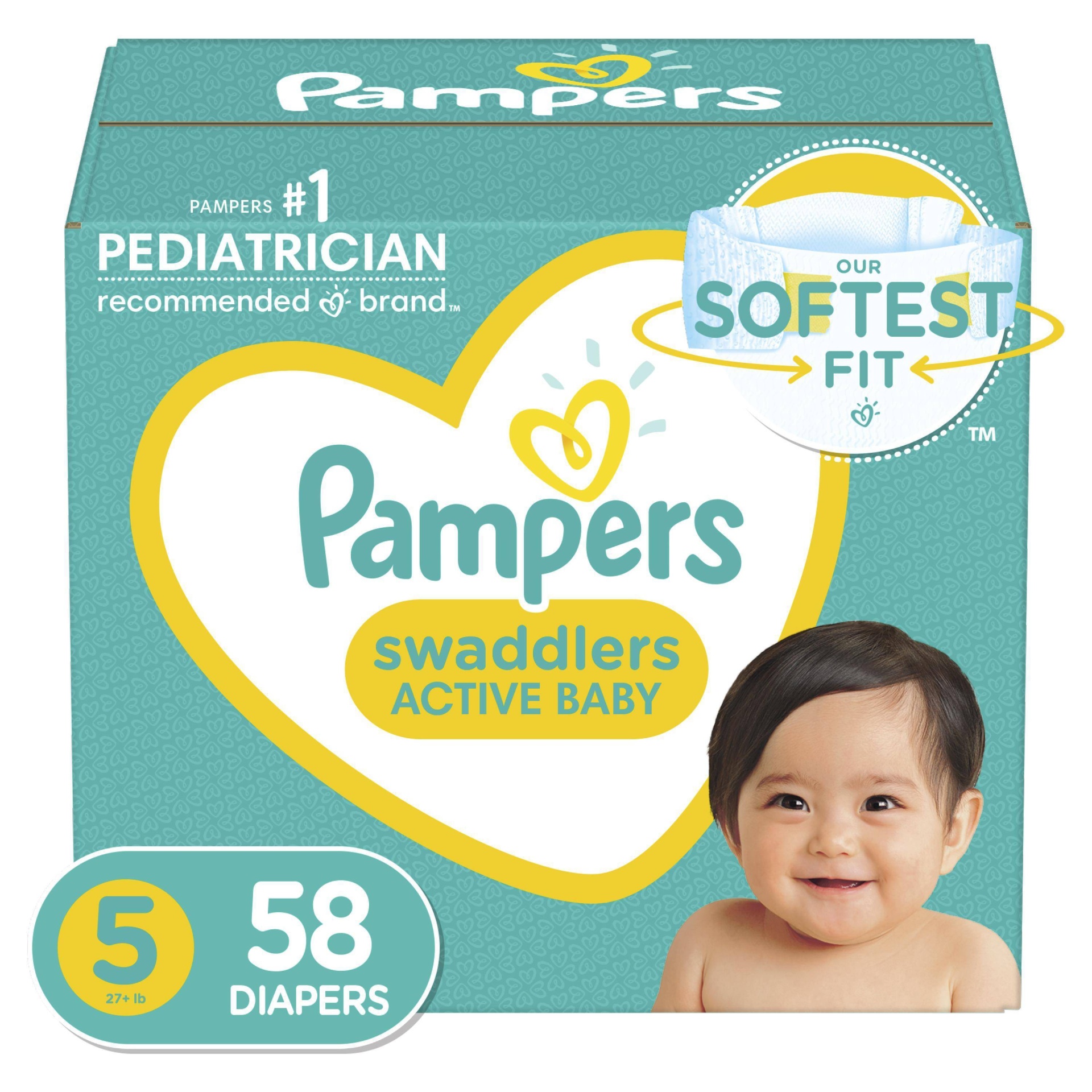 slide 1 of 3, Pampers Swaddlers Size 5 Diapers, 58 ct