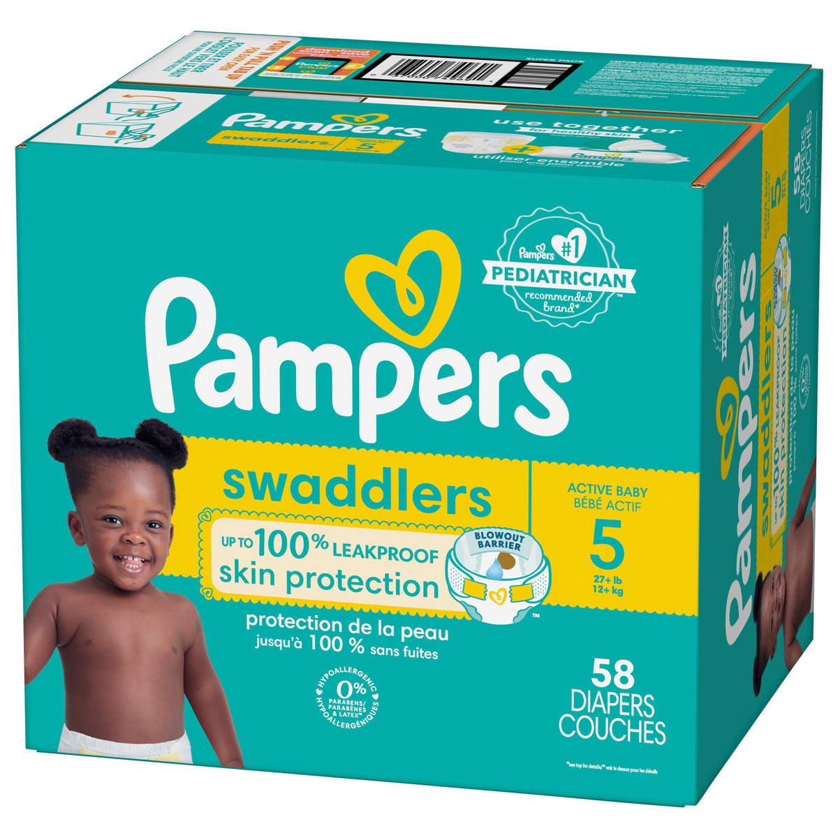 slide 3 of 8, Pampers Swaddlers Active Baby Diapers, Size 5, 58 Count, 58 ct