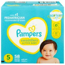 Pampers Swaddlers Active Baby Diapers Super Pack - Size 5 - 58ct