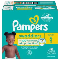 Pampers Swaddlers Active Baby Diapers, Size 5, 58 Count
