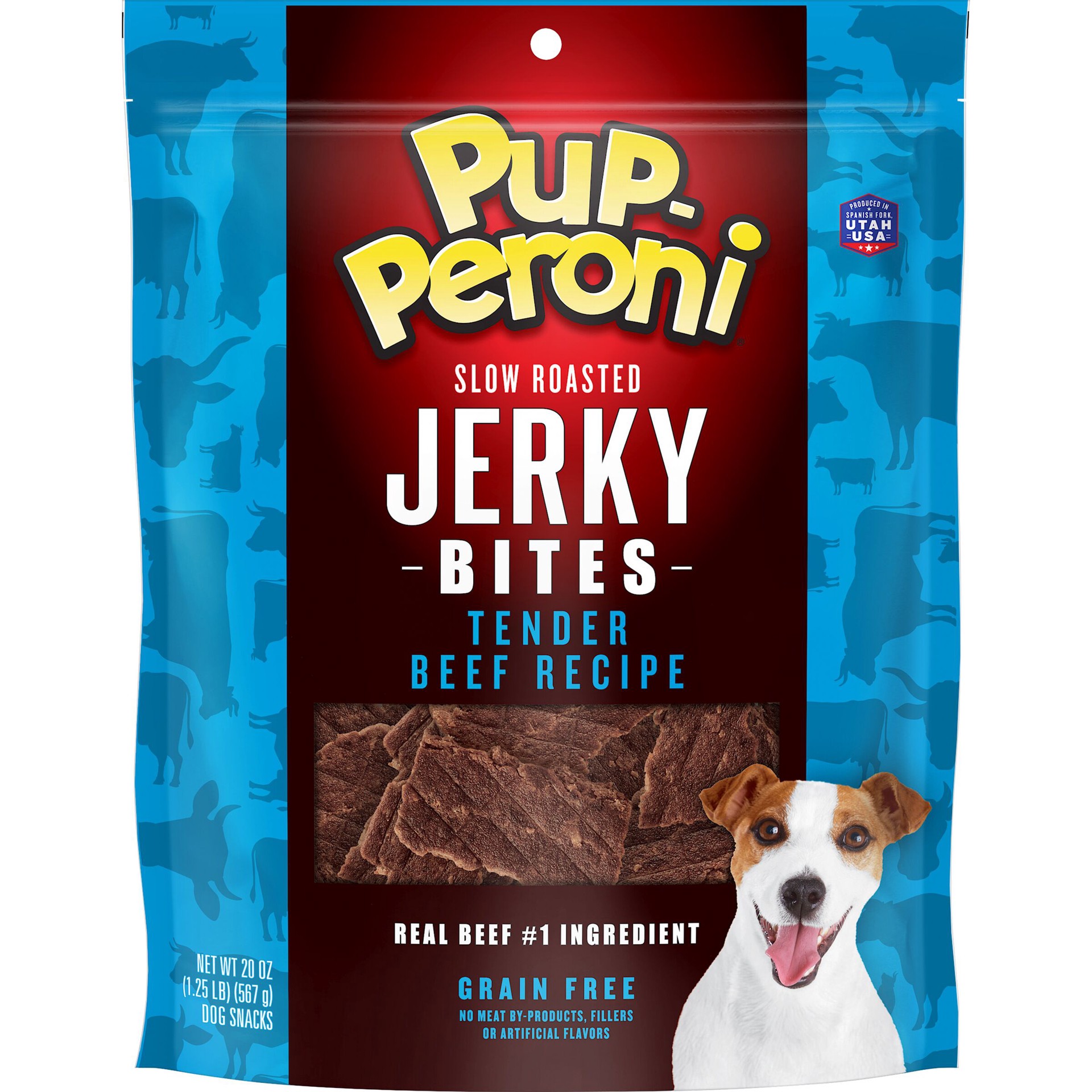 slide 1 of 4, Pup-Peroni Jerky Bites, Tender Beef Recipe, Grain-Free Dog Treats, 20-Ounce, 20 oz