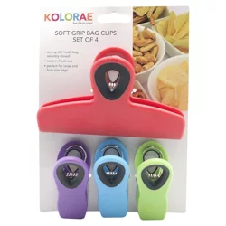 Kolorae Soft Grip Bag Clips, Assorted Colors, 4 pk