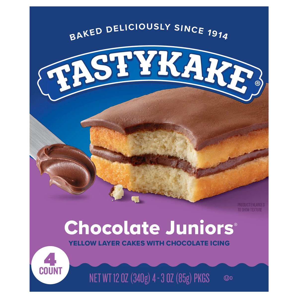 slide 1 of 8, Tastykake Chocolate Juniors, 4 Count, 4 Individually Wrapped Chocolate Iced Snack Cakes, 4 ct