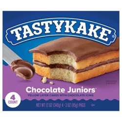Tastykake Chocolate Juniors, 4 Count, 4 Individually Wrapped Chocolate Iced Snack Cakes