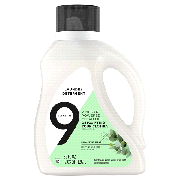 slide 1 of 1, 9 Elements Liquid Laundry Detergent, Eucalyptus Scent, 65 oz