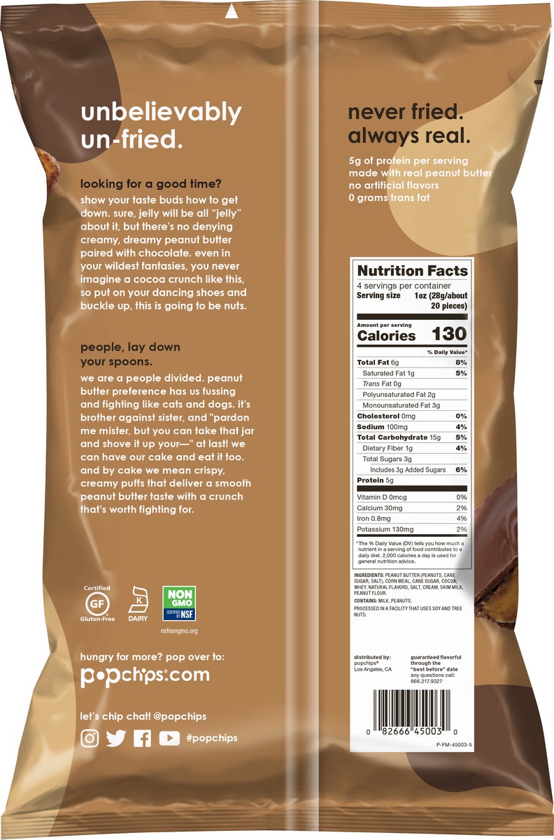 slide 2 of 3, popchips Peanut Butter & Chocolate Puffs 4 oz, 4 oz