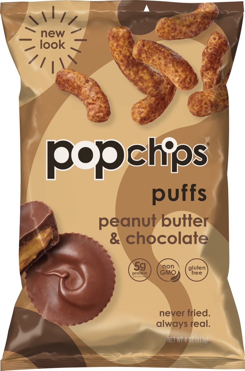 slide 3 of 3, popchips Peanut Butter & Chocolate Puffs 4 oz, 4 oz