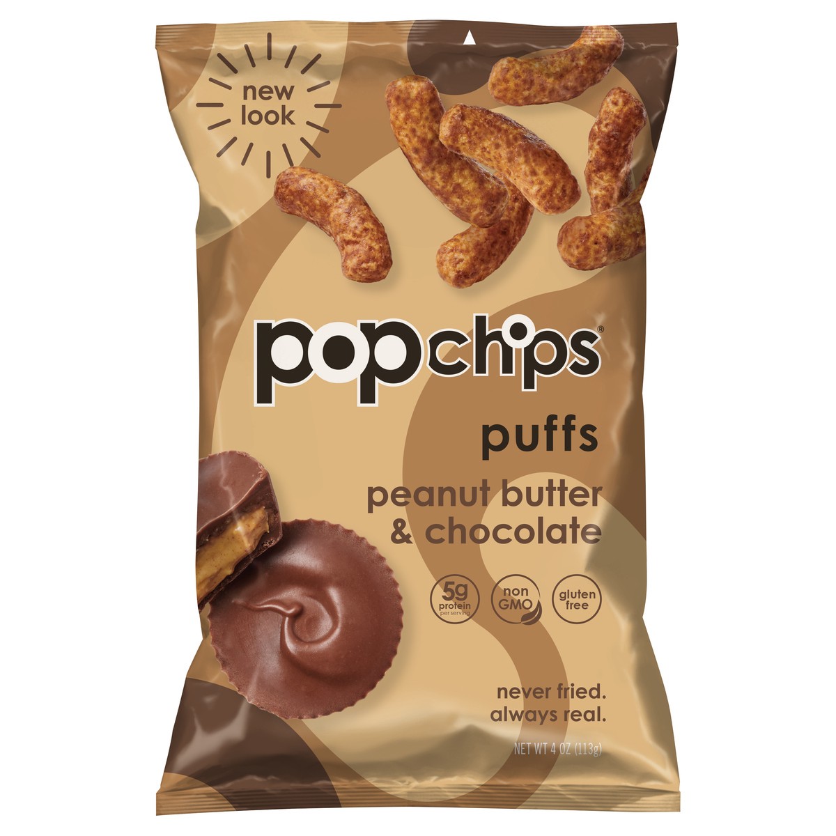 slide 1 of 3, popchips Peanut Butter & Chocolate Puffs 4 oz, 4 oz