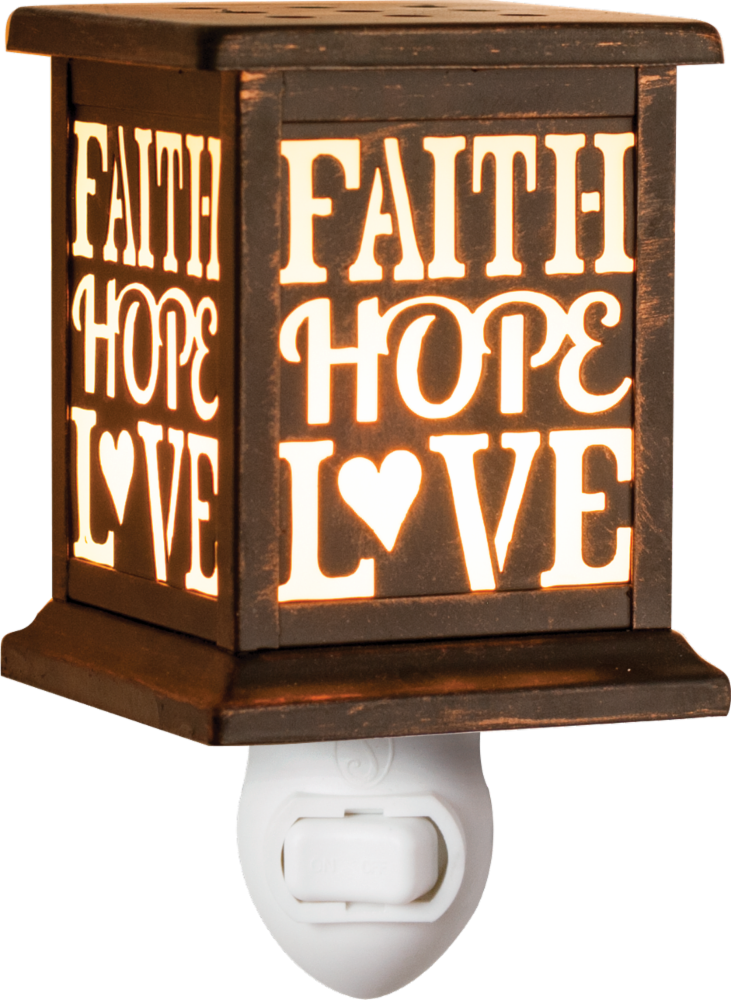 slide 1 of 1, Oak & Rye Faith Hope Love Mini Wax Warmer - Brown - 4.25 X 3.75 X 5.75 Inch, 5.75 in