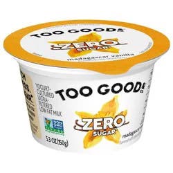 Too Good & Co. Zero Sugar Vanilla Yogurt-Cultured Ultra-Filtered Low Fat Milk Product, Gluten Free, Keto Friendly, 5.3 OZ Cup