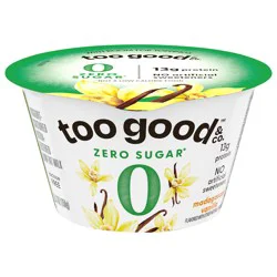 Too Good & Co. Zero Sugar Vanilla Yogurt-Cultured Ultra-Filtered Low Fat Milk Product, Gluten Free, Keto Friendly, 5.3 OZ Cup