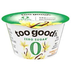 Too Good & Co. Zero Sugar Vanilla Yogurt-Cultured Ultra-Filtered Low Fat Milk Product, Gluten Free, Keto Friendly, 5.3 OZ Cup