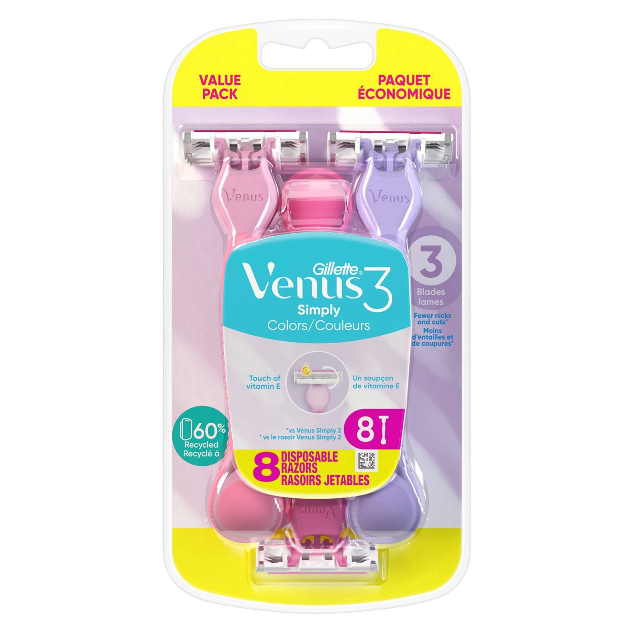 slide 7 of 11, Venus Simply3 Women's Disposable Razors - 8ct, 8 ct
