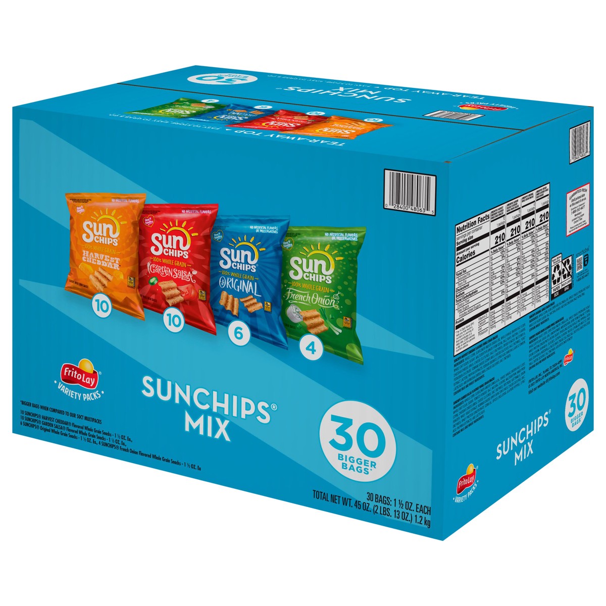 slide 10 of 11, Frito-Lay SunChips Mix Variety Pack - 30 ct, 30 ct