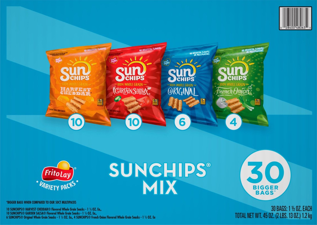 slide 5 of 11, Frito-Lay SunChips Mix Variety Pack - 30 ct, 30 ct