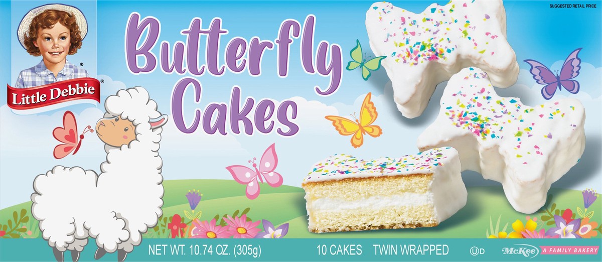 slide 9 of 9, Little Debbie Snack Cakes, Little Debbie Family Pack Butterfly Cakes (vanilla), 10.74 oz