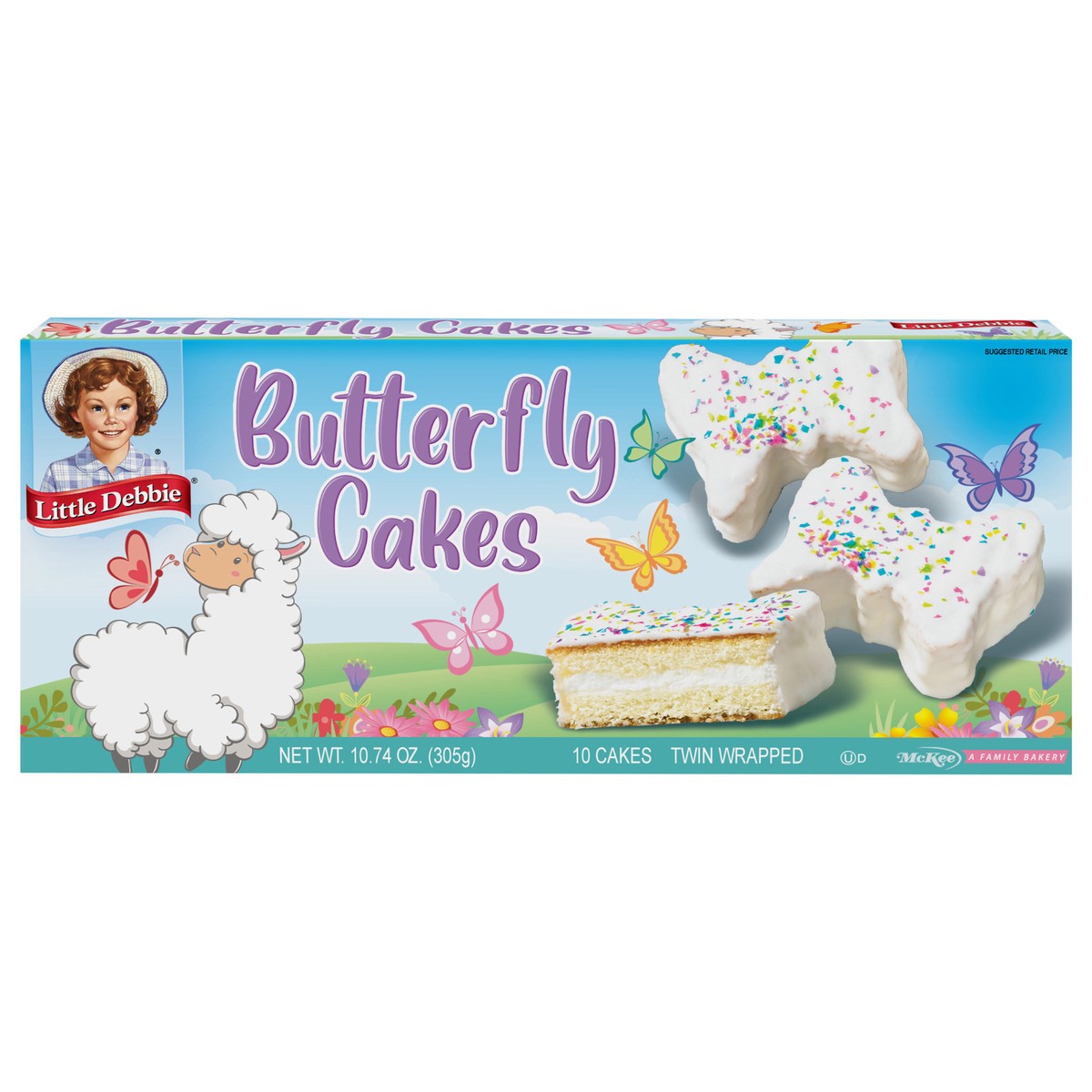 slide 1 of 9, Little Debbie Snack Cakes, Little Debbie Family Pack Butterfly Cakes (vanilla), 10.74 oz