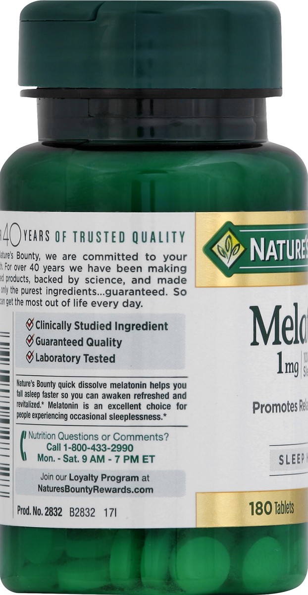 slide 2 of 5, Nature's Bounty Melatonin Tablets 90+, 1mg, 90 ct