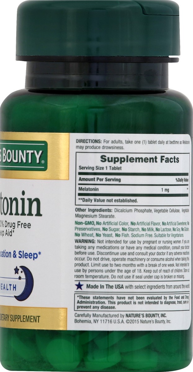 slide 4 of 5, Nature's Bounty Melatonin Tablets 90+, 1mg, 90 ct