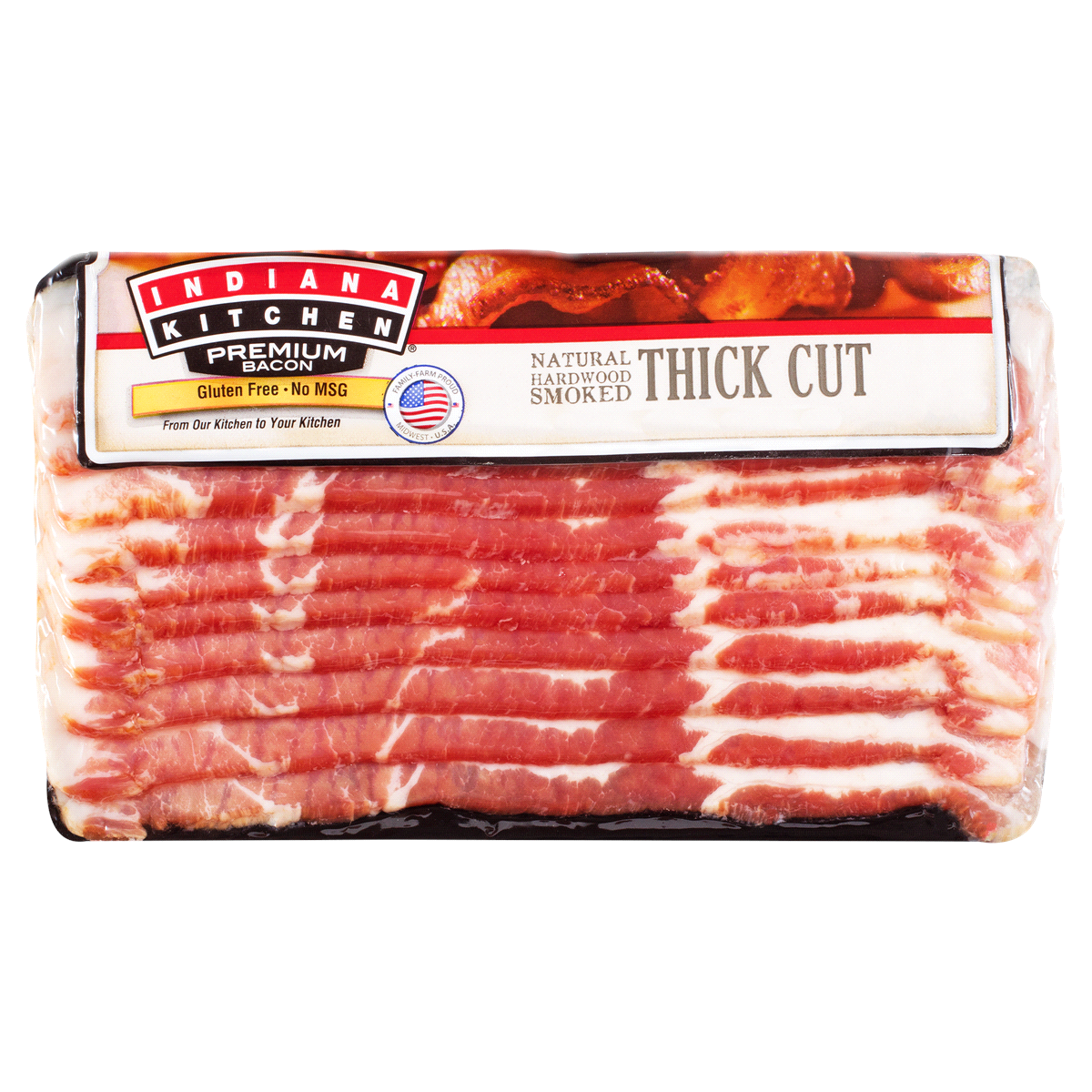 slide 1 of 1, Indiana Kitchen Thick Sliced Bacon, 16 oz