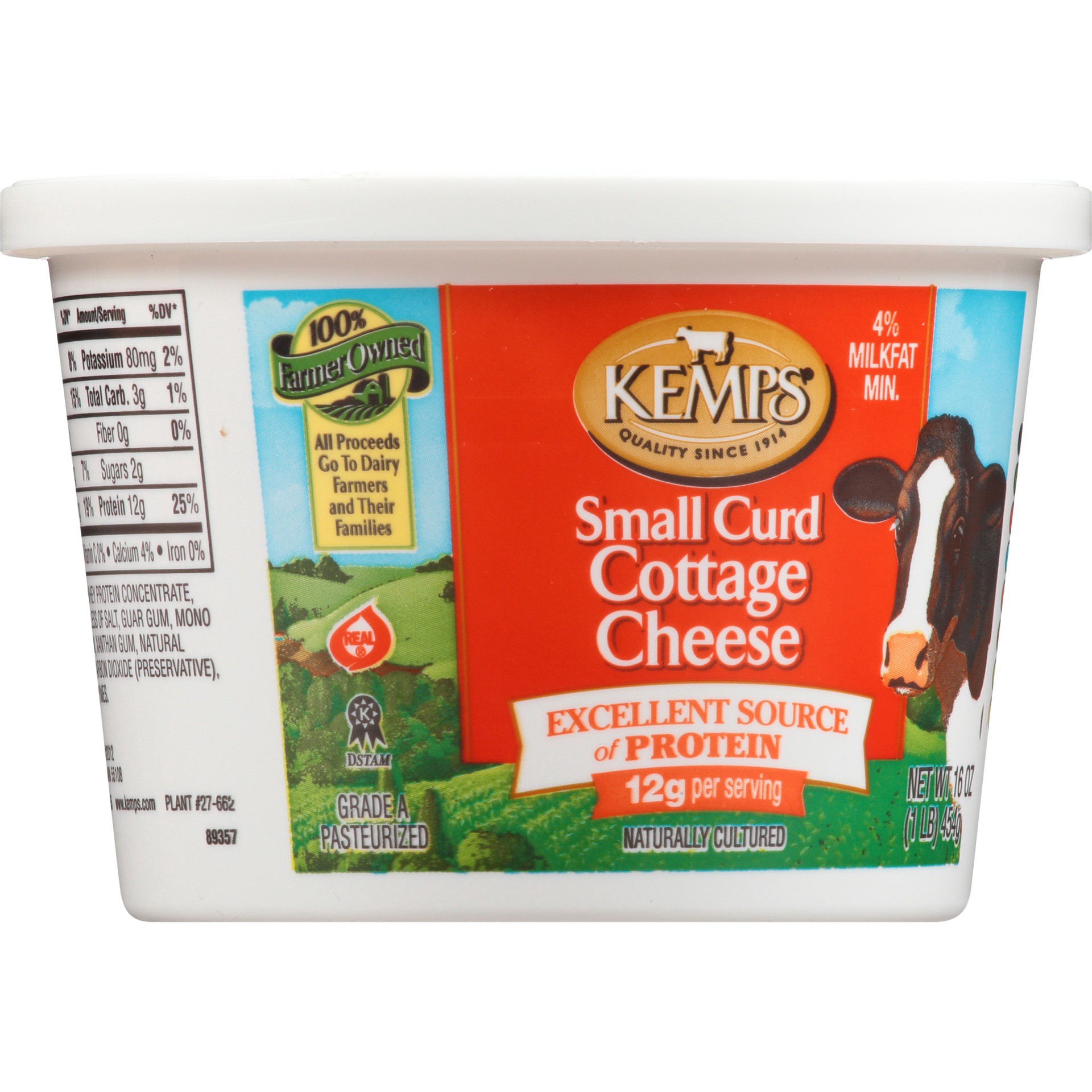 slide 2 of 6, Kemps Small Curd 4% Cottage Cheese, 16 oz