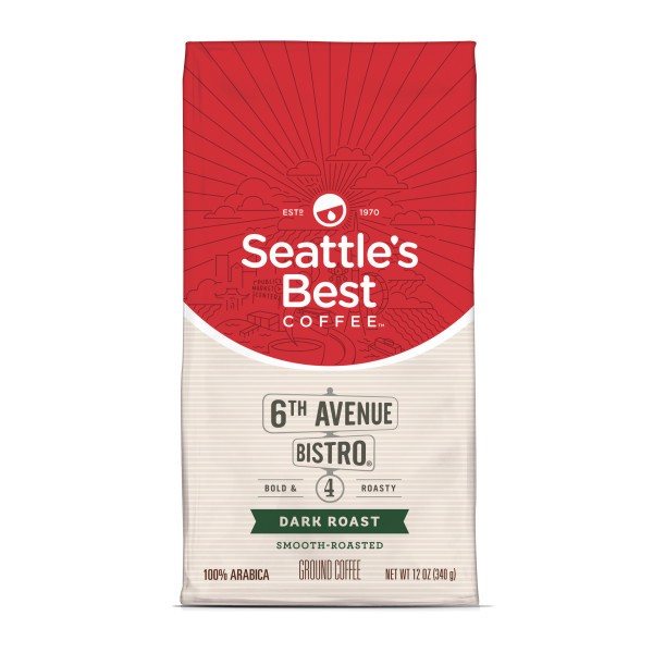 slide 1 of 9, Seattle's Best Coffee 6th Avenue Bistro Dark Roast Ground Coffee | 12 Ounce Bag, 12 oz